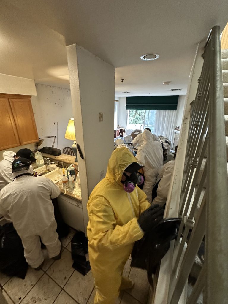 Hoarding Cleanup Crew Cleaning Kitchen in Los Angeles, CA