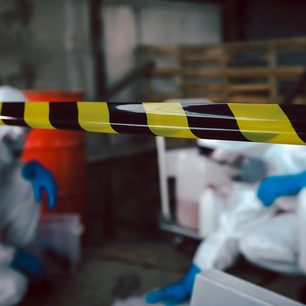 caution tape used during unattended death cleanup