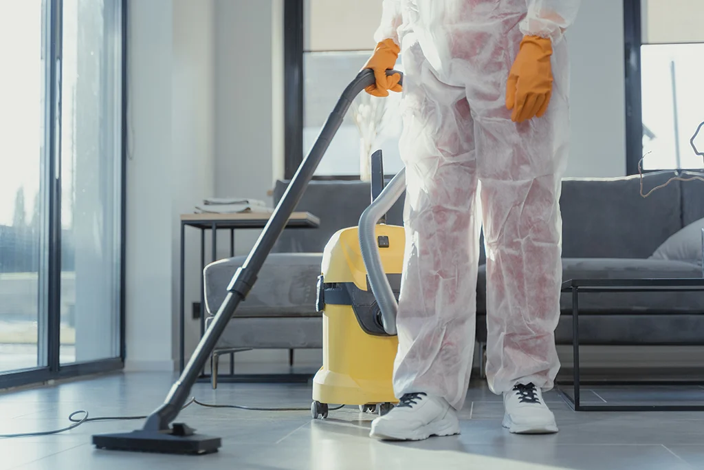 A floor being cleaned as part of a whole home clean out in San Marino, CA