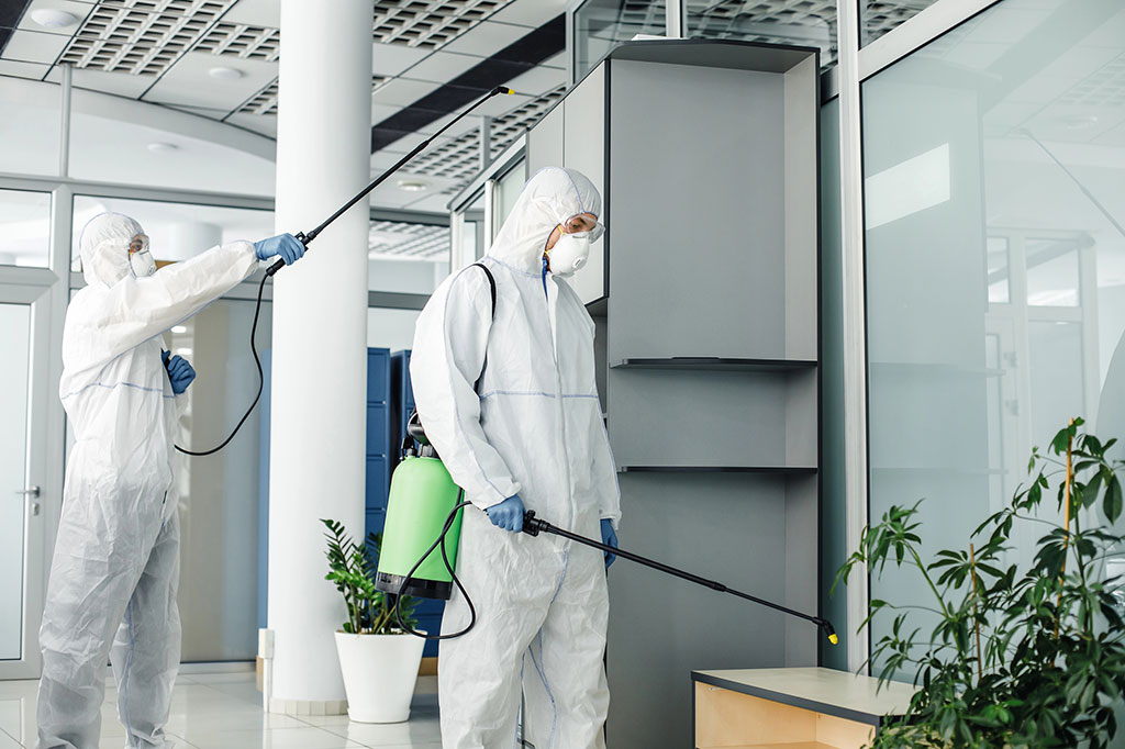 Commercial Biohazard Cleanup in progress in an office in Los Angeles