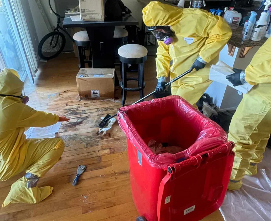 Technicians performing biohazard cleanup in Cerritos, CA