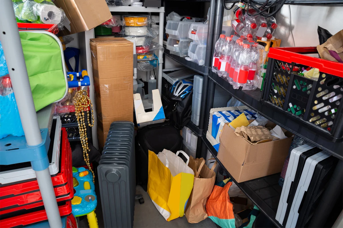 closet with junk in need of Hoarding Company and Hoarding Cleaning in Anaheim