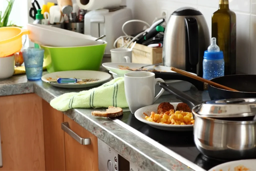 messy kitchen with old food needs Hoarder Cleanup in Fullerton